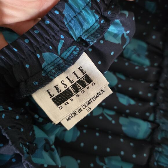 Vintage Floral Pleated Midi Skirt Women 16 Cottagecore Artsy Boho Teacher Blue - Picture 6 of 9